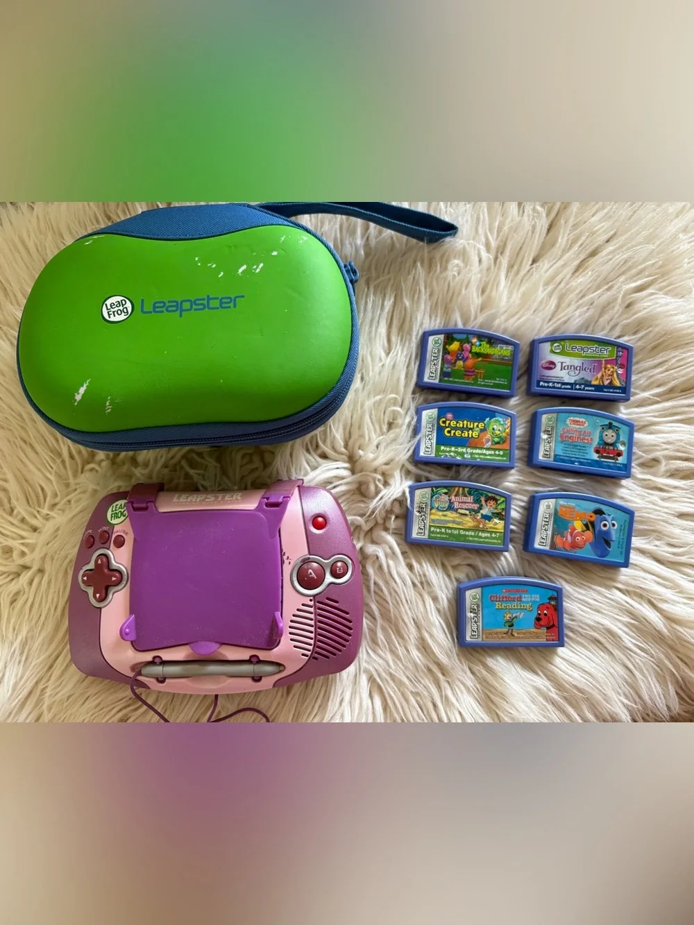 Leapfrog Leapster Multimedia Learning System 7 Games Case Leap Frog Handheld Lot